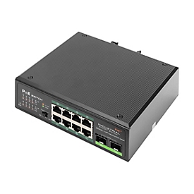 DIGITUS DN-651110 - Switch - unmanaged - 8 x 10/100/1000 (PoE+) + 2 x Gigabit SFP (Uplink) - an DIN-Schiene montierbar - PoE+