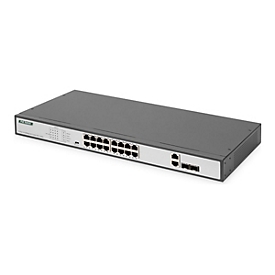 DIGITUS DN-95342-1 - Switch - 19", af/at - unmanaged - 16 x 10/100 (PoE+) + 2 x Combo Gigabit SFP (Uplink) - an Rack montierbar