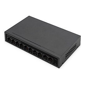 DIGITUS - Switch - IEEE 802.3af, IEEE 802.3at - unmanaged - 8 x 10/100 (PoE+) + 2 x 10/100 - Desktop