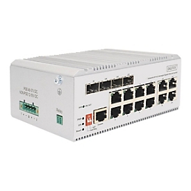 DIGITUS - Switch - industriell, L2 - managed - 8 x 10/100/1000 (PoE+) + 4 x Combo Gigabit Ethernet/Gigabit SFP - an DIN-Schiene montierbar