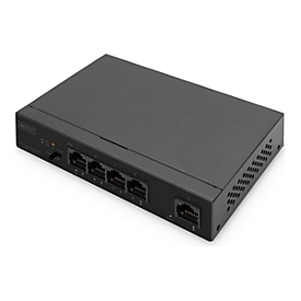 DIGITUS - Switch - unmanaged - 4 x 10/100/1000 (PoE) + 1 x 10/100/1000 (Uplink) - Desktop - PoE (60 W)
