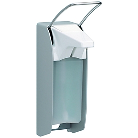 Dispensador de jabón Ingo-Man, montado en la pared, manual, hasta 1000 ml, ancho 95 x fondo 170 x alto 350 mm, aluminio y acero, incl. 500 ml de desinfectante