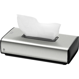 Dispensador de toallitas cosméticas Tork® 460013, con protección contra huellas dactilares, capacidad para 100 hojas, dispensador de una hoja, metal/plástico