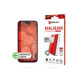 DISPLEX Panzerglas + Schutzhülle für Apple iPhone 15 Plus - Eco-Montagerahmen - kratzer-resistent - Apple - iPhone 15 Plus - Trockene Anwendung - Schlagfest - Kratzresistent - Staubresistent - Transparent - 1 Stück(e)