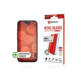 DISPLEX Panzerglas + Schutzhülle für Apple iPhone 15 Pro Max - Eco-Montagerahmen - kratzer-resistent - Apple - iPhone 15 Pro Max - Trockene Anwendung - Schlagfest - Kratzresistent - Staubresistent - Transparent - 1 Stück(e)