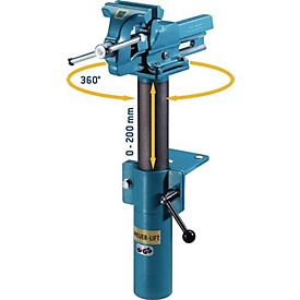 Dispositif de réglage en hauteur HEUER Lift p.mâchoires-l.100mm pivotant à 360 degrés HEUER