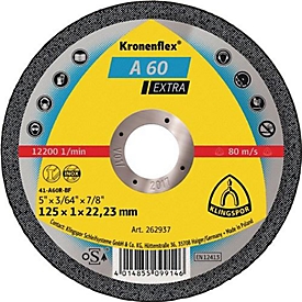 Disque à tronçonner A 60 Extra D115x1mm droit.INOX perçage 22,23mm KLINGSPOR