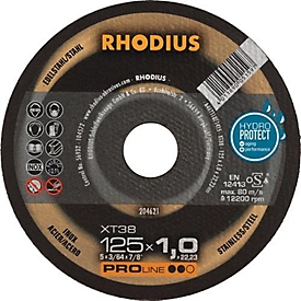 Disque à tronçonner XT38 D125x1mm droit.INOX perçage 22,23mm RHODIUS
