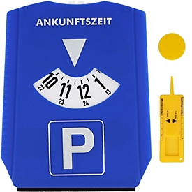 Disque de stationnement First Aid Only, fonction 5 en 1, carré, L 190 x l 140 mm, plastique, bleu