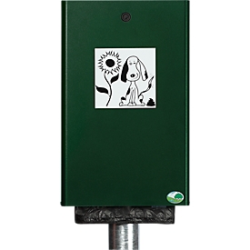 Distributeur à sachets pour excréments canins - L 265 x H 430 mm - verrouillable - vert mousse