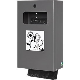 Distributeur à sachets pour excréments canins verrouillable, dispositif de collecte des sachets usagés inclus, hématite similaire DB703