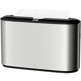 Distributeur d’essuie-mains de table Multifold Tork Xpress, métal/plastique, inox, l. 323 x P 116 x H 218 mm