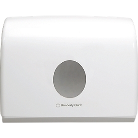 Distributeur d'essuie-mains pliés Aquarius 6956 Kimberly-Clark®, petit format, prélèvement de feuilles individuelles, L 159 x l. 287 x H 142 mm, blanc