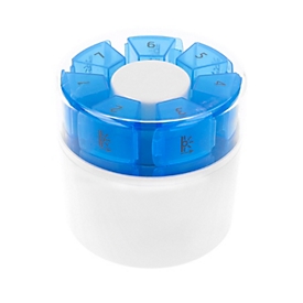 Distributeur de médicaments First Aid Only pour 7 jours, avec séparateur de comprimés, polypropylène (PP), bleu/blanc