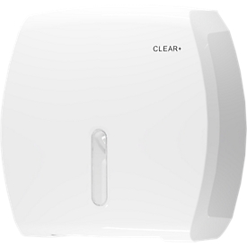 Distributeur de papier toilette Clear+ by CWS Jumbo, fixation murale, pour 1 grand rouleau, verrouillable, PP, blanc