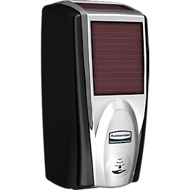 Distributeur de savon et de désinfectant Rubbermaid LumeCel, AutoFoam, 1100 ml, alimenté par la lumière, automatique &amp; sans contact, pour mur/support, chromé/noir