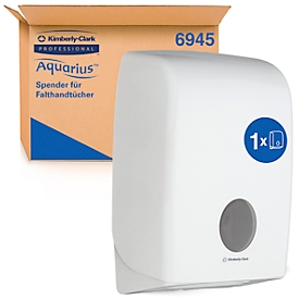 Distributeur de serviettes en papier Aquarius Kimberly-Clark® 6945, L 150 x l 100 x H 132 mm, plastique, blanc