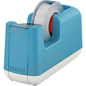 Distributeur de table Leitz® pour film adhésif Cosy, pour rouleaux de L 33 m x l 19 mm, pieds, avec rouleau de film adhésif, plastique, bleu