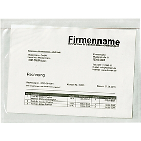 Document pouch, C5, polypropylene film, without print, self-adhesive, transparent, 250 pcs.