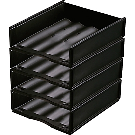 Document tray, DIN A4, plastic, 4 pcs., black