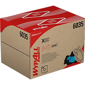 Doekjes WypAll® X60, B 318 x L 430 mm, in BRAG™ doos, 200 stuks, wit