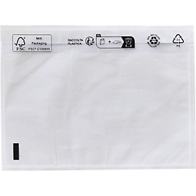 Dokumententasche/Lieferscheintasche SecurePack, C6, ohne Aufdruck, selbstklebend, wasserfest, PCR & FSC®-Kraftpapier, transparent, 250 Stück