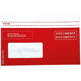 Dokumententasche Papier C5/6 (DL), Fenster links bioabbaubar, 2 Haftstreifen, Perforation, Aufdruck „Dokumente“, 250 Stück


