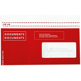 Dokumententasche Papier C5/6 (DL), Fenster rechts, Aufdruck „Dokumente“, Haftklebeverschluss, Perforation, für Pakete, 250 Stück