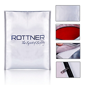 Dokumententasche Rottner Fire Proof Bag, A4, feuer- & spritzwasserfest, Reiss- & Klettverschluss, Kunststoff/Alu