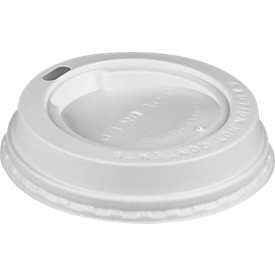 Dome shaped lids for drinking cups to go, white, 100 pieces
