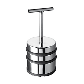 Door stopper, round, non-slip, rubberized underside, with handle, Ø 65 x H 155 mm, chrome-plated iron, chrome