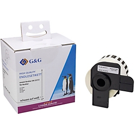 Doorlopende etiketten G&amp;G, compatibel met Brother DK-22212, zelfklevend, thermisch papier, wit, 1 rol met B 62 mm x L 15,24 m
