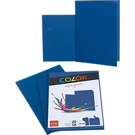 Doppelkarten ELCO Color, blanko, A6, 200 g/m², inkl. passenden Umschlägen C6, 90 g/m², Set mit jeweils 10 Stück, blau