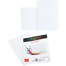 Doppelkarten ELCO Color, blanko, A6, 200 g/m², inkl. passenden Umschlägen C6, 90 g/m², Set mit jeweils 10 Stück, weiß