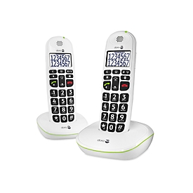 Doro Easy 110 Duo - DECT-Telefon - Kabelloses Mobilteil - Freisprecheinrichtung - 20 Eintragungen - Weiß
