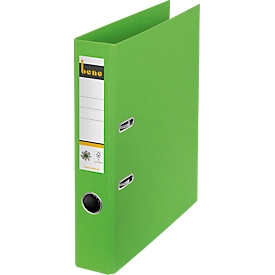Dossier Bene No.1, A4, largeur du dos 47 mm, mécanisme à levier, trou de préhension et étiquette de dos collée, carton neutre en CO2, vert