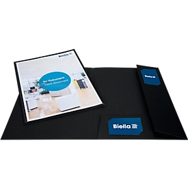 Dossier de présentation Biella Pearl #2, pour DIN A4, jusqu'à 190 feuilles, avec pochette transparente, L 245 x l 3 x H 315 mm, carton, noir