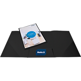 Dossier de présentation Biella Pearl #3, 3 compartiments, pour DIN A4, jusqu'à 40 feuilles, avec pochette transparente, L 225 x l 3 x H 315 mm, carton, noir