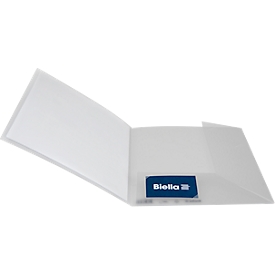 Dossier de présentation Biella Pearl #5, A4, compartiment simple, avec pochette transparente, 2 rabats intérieurs et fentes, L 330 x l 240 mm, PP, blanc-translucide