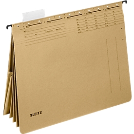 Dossier suspendu avec 4 bandes adhésives et 3 parties Alpha® Leitz, A4, Brun naturel