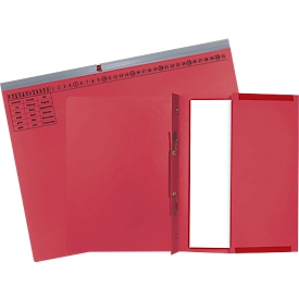 Dossier suspendu Exacompta, pour agrafage à droite, plié, pli extensible, impression d'organisation, Ange Bleu, carton recyclé, rouge, 25 pièces