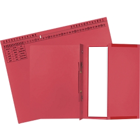 Dossier suspendu Exacompta, pour agrafage à gauche &amp; à droite, plié, pli extensible, impression d'organisation, Ange Bleu, carton recyclé, rouge, 25 pièces