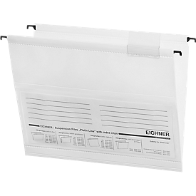 Dossiers suspendus EICHNER pour formats jusqu'à A4, ouverture latérale, PVC, blanc, 10 p.