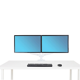 Double monitor arm ERGOTRON LX, for two screens side by side, up to 27”, 360° rotation, table mounting, white