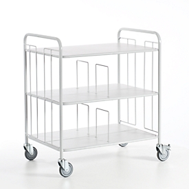 Double-sided office trolley with separating grille, 940 x 650 mm