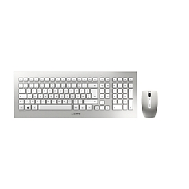 Draadloos toetsenbord met muis CHERRY DW 8000, QWERTZ, 1000/2000 dpi, bereik 10 m, incl. ontvanger & batterijen, wit-zilver