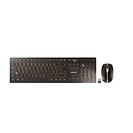 Draadloos toetsenbord met muis Cherry DW 9100 SLIM, QWERTZ, USB/Bluetooth, oplaadbaar, muis met 6 toetsen, tot 2400 dpi, tot 10 m, zwart-brons