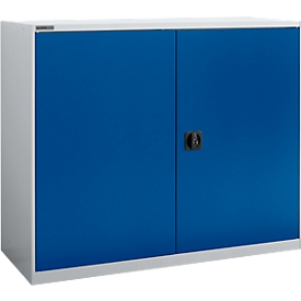 Draaideurkast Schäfer Shop Select MS-i 12412, plaatstaal, B 1200 x D 400 x H 1215 mm, 3 OH, aluminium wit/ gentiaanblauw, tot 150 kg 