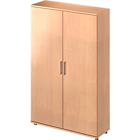 Draaideurkast TETRIS WOOD – B 1200 x D 421 x H 1910 mm (hoogte inclusief glijders) – 5 OH - beuken decor – ons merk Schäfer Shop Genius