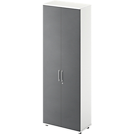 Draaideurkast TETRIS WOOD – B 800 x D 421 x H 2270 mm (hoogte inclusief glijders) – 6 OH - wit en grafiet – ons merk Schäfer Shop Genius